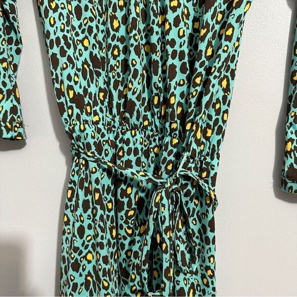 Mud Pie elastic waist with tie green and yellow dress size L - Picture 4 of 7